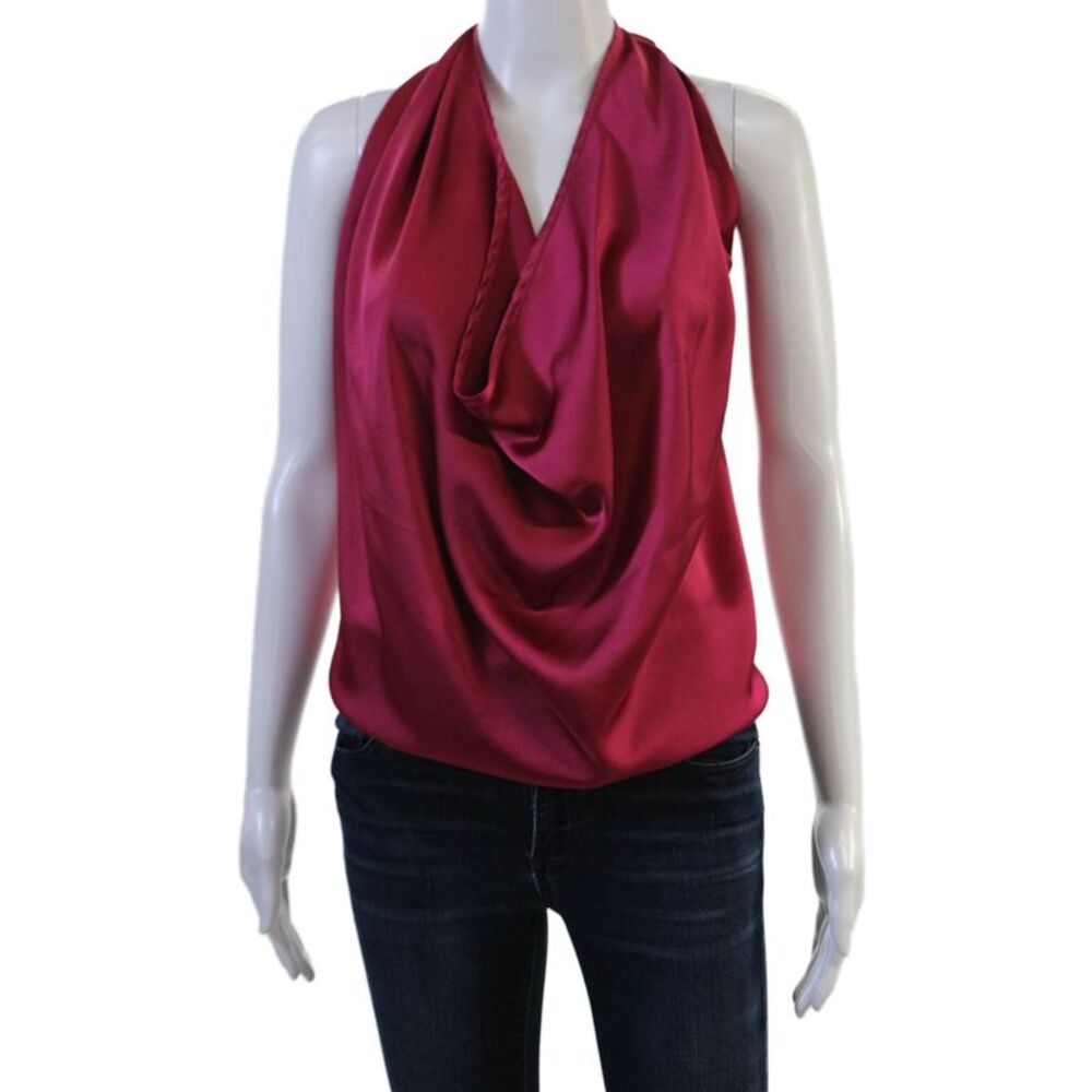 Decker Womens Classic Red Sleeveless Blouse 100% Polyester Size S